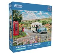 Gibsons Which Way to the Campsite? 1000 Piece Jigsaw Puzzle for Adults - Nostalgic Village Scene by Trevor Mitchell - Classic British Artwork - Premium Sustainable Puzzle Made in the UK/EU