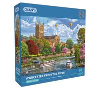 Gibsons Worcester from the River 1000 Piece Jigsaw Puzzle for Adults - River Cruise, Nature & Architecture Scene Artwork by Steve Crisp, Premium Sustainable Puzzle Made in the UK/EU - Great Gift