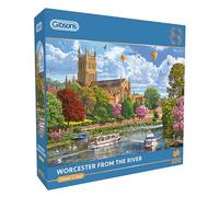 Gibsons Worcester from the River 500 Piece Jigsaw Puzzle for Adults - River Cruise, Nature & Architecture Scene Artwork by Steve Crisp, Premium Sustainable Puzzle Made in the UK/EU - Great Gift