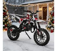 gibxiyza 49cc 2-Stroke Kids Dirt Bike, Gas Powered Mini Motocross Motorcycle with Front and Rear Disc Brakes, Off-Road Pocket Bike for Children, Pull Start Pit Bikes, Reinforced Frame Black