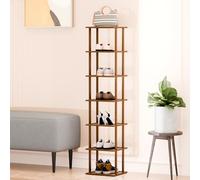 gibxiyza 5/6/7/8 Tiers Shoe Rack Shoe Storage Narrow Shoe Rack Tall Shoe Rack Small Shoe Rack Shoe Shelf Shoe Stand Shoe Organiser Bamboo Slim Shoe Rack Free Standing Shoe Rack for Entryway, Closet 7