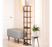 gibxiyza 5/6/7/8 Tiers Shoe Rack Shoe Storage Narrow Shoe Rack Tall Shoe Rack Small Shoe Rack Shoe Shelf Shoe Stand Shoe Organiser Bamboo Slim Shoe Rack Free Standing Shoe Rack for Entryway, Closet 8