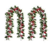 GIBZ 2 Pcs Artificial Christmas Garland Winter Green Xmas Vine Home Decor for Hanging Door Frame Willow Fireplace