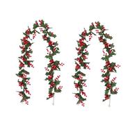 GIBZ 2 Pcs Artificial Christmas Garland Winter Green Xmas Vine Home Decor for Hanging Door Frame Willow Fireplace