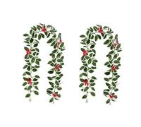 GIBZ 2 Pcs Artificial Christmas Garland Winter Green Xmas Vine Home Decor for Hanging Door Frame Willow Fireplace