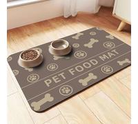 GIBZ Absorbent Dog Food Mat for Indoor, Non Slip Diatomaceous Earth Pet Feeding Mats, Cat Bowl Placemat with Cute Pattern, Brown, 40x50cm