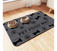 GIBZ Absorbent Dog Food Mat for Indoor, Non Slip Diatomaceous Earth Pet Feeding Mats, Cat Bowl Placemat with Cute Pattern, Dark Grey, 50x60cm