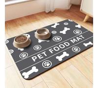 GIBZ Absorbent Dog Food Mat for Indoor, Non Slip Diatomaceous Earth Pet Feeding Mats, Cat Bowl Placemat with Cute Pattern, Grey, 60x90cm