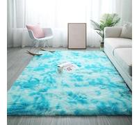 GIBZ Area Rug for Living Room, Tie-Dyed Soft Fluffy Large Carpet Non-Slip, Indoor Home Decor for Kids Nursery Bedroom Bedside, Blue, 60 x 200 cm