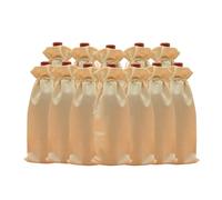 GIBZ Burlap Wine Bags, Bottle Covers with Drawstring, Reusable Portable Single Gift Carrier for Xmas, Birthday, Party, Travel, Beige