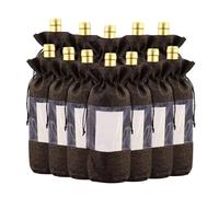 GIBZ Burlap Wine Bags, Christmas Single Bottle Cover with Drawstring, Reusable Gift Bags for Wedding, Birthday, Home Storage, Coffee