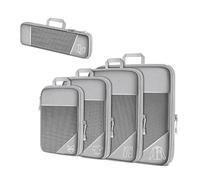 GIBZ Compression Packing Cubes, Expandable Lightweight Luggage Organizer Bags, Travel Accessories Bags for Suitcase, Toiletry, Grey, 5 Set