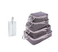 GIBZ Compression Packing Cubes, Expandable Luggage Organizers Bags with Shoe Bag, Travel Accessories Backpack for Suitcases, Grey, 5 Set