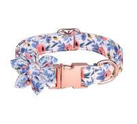 GIBZ Dog Collar Adjustable, Cute Pattern with Bowtie Flower Detachable, Durable Comfortable Collars for Small Medium Puppy, Blue-Style A, M