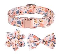 GIBZ Dog Collar Adjustable, Cute Pattern with Bowtie Flower Detachable, Durable Comfortable Collars for Small Medium Puppy, Orange-Style C, S