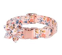 GIBZ Dog Collar Adjustable, Cute Pattern with Bowtie Flower Detachable, Durable Comfortable Collars for Small Medium Puppy, Orange-Style A, M
