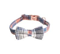 GIBZ Dog Collar Adjustable, Durable Soft Pet Collars with Bowtie Quick Release Buckle, for Small Medium Large Dog, Blue-A, L