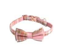 GIBZ Dog Collar Adjustable, Durable Soft Pet Collars with Bowtie Quick Release Buckle, for Small Medium Large Dog, Pink-A, L