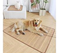 GIBZ Dog Cooling Mat, Summer Breathable Rattan Pet Pad Non-Toxic Washable, Portable Durable Ice Blanket for Indoor, Outdoor, Dark Brown, 47" x 35"