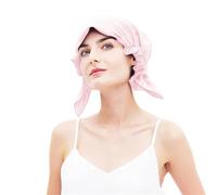 GIBZ Elegant Satin Bonnet for Curly Hair Triangle Silk Bonnets for Sleeping with Elastic Band Pink 52-63cm