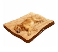 GIBZ Extra Large Rectangle Dog Bed Soft Flannel Warm Winter Washable Dogs Beds Anti Slip Pet Bed for Small Medium Brown 120x95x7cm