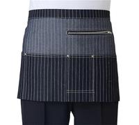 GIBZ Half Aprons with Pockets Korean Version of Denim Waterproof Waist Apron Short for Waiter Unisex Women Men Black Stripe-Short