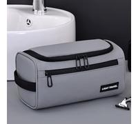 GIBZ Hanging Travel Toiletry Bag for Men, Waterproof Shaving Bag Bathroom Toiletries Organizer Door Room Essentials, Grey