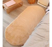 GIBZ Irregular Oval Plush Area Rugs Indoor, Soft Thick Shaggy Carpet Non Slip, Faux Fur Mat for Bedroom Living Room, Light Brown, 60x180cm