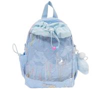 GIBZ Large Capacity Ita Bag with Drawstring Pin Display Backpack with Transparent Plush Pockets for Anime Cosplay, Blue