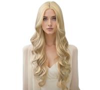 GIBZ Long Blonde Wavy Wig 25 Inch Wigs for Women Girls Party Synthetic Heat Resistant Gold 65cm
