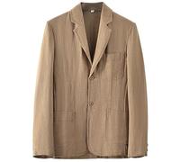 GIBZ Men's Linen Blazer Jacket Two Button Casual Unlined Sport Coat Slim Fit Lightweight, Brown, M