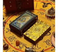GIBZ Original Design Tarot Cards, Frosted PVC Deck with Keywords, with Paper Case for Beginner, Gold