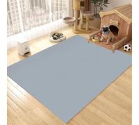 GIBZ Pet Feeding Mat Large Cat Bowl Mats Waterproof Non Slip Dog Mat for Food and Water Faux Leather Thickness 4mm Grey Blue 31"x 47"