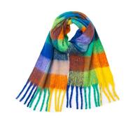GIBZ Plaid Scarf for Women Colorful Extra Long & Large Shawl and Wrap with Tassel Cashmere Feel for Winter, 90.5"x13.7"