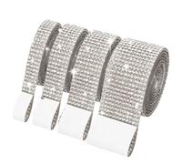 GIBZ Rhinestone Mirror Border Peel and Stick Self Adhesive Removable Wallpaper Border for Furniture Bathroom Kitchen White 2.2 x 100 cm