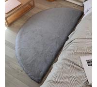 GIBZ Semicircle Plush Area Rugs Indoor, Soft Thick Shaggy Pad Non Slip, High Pile Faux Fur Mat for Bedroom Entrance, Grey, 80x120cm