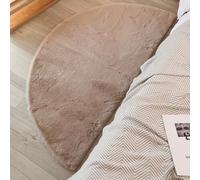 GIBZ Semicircle Plush Area Rugs Indoor, Soft Thick Shaggy Pad Non Slip, High Pile Faux Fur Mat for Bedroom Entrance, Brown, 40x160cm