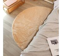GIBZ Semicircle Plush Area Rugs Indoor, Soft Thick Shaggy Pad Non Slip, High Pile Faux Fur Mat for Bedroom Entrance, Light Brown, 40x160cm