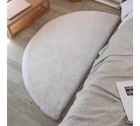 GIBZ Semicircle Plush Area Rugs Indoor, Soft Thick Shaggy Pad Non Slip, High Pile Faux Fur Mat for Bedroom Entrance, White, 80x200cm