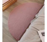 GIBZ Semicircle Plush Area Rugs Indoor, Soft Thick Shaggy Pad Non Slip, High Pile Faux Fur Mat for Bedroom Entrance, Blush Pink, 50x160cm