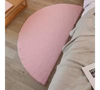 GIBZ Semicircle Plush Area Rugs Indoor, Soft Thick Shaggy Pad Non Slip, High Pile Faux Fur Mat for Bedroom Entrance, Pink, 40x120cm
