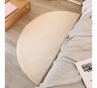 GIBZ Semicircle Plush Area Rugs Indoor, Soft Thick Shaggy Pad Non Slip, High Pile Faux Fur Mat for Bedroom Entrance, Beige, 40x120cm