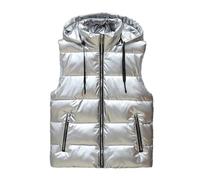 GIBZ Shiny Puffer Vest Men Removable Hooded Jacket Sleeveless | Quilted Gilet for Winter Work Sports Outdoor