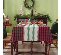 GIBZ Tartan Plaid Christmas Tablecloth with Tassels, Classic Rectangle Xmas Table Cover, Vintage Home Decor for Dining, 140x180cm