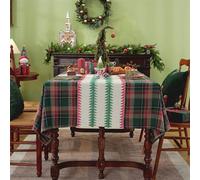 GIBZ Tartan Plaid Christmas Tablecloth with Tassels, Classic Rectangle Xmas Table Cover, Vintage Home Decor for Dining, 140x300cm