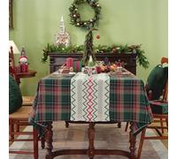 GIBZ Tartan Plaid Christmas Tablecloth with Tassels, Classic Rectangle Xmas Table Cover, Vintage Home Decor for Dining, 140x100cm