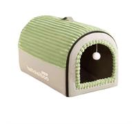 GIBZ Winter Warm Dog House Bed for Small Removable Cat Beds with Door Curtain Anti Slip Pet Bed for Medium Large Green 75x50x50cm