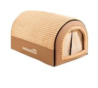 GIBZ Winter Warm Dog House Bed for Small Removable Cat Beds with Door Curtain Anti Slip Pet Bed for Medium Large Brown 75x50x50cm