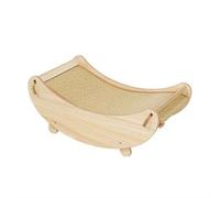 GIBZ Wooden Cradle Cat Bed Hammock Pet Elevated Dog Couch Suitable for Bunny Rabbit Kitten and Small Animal Yellow 50x34x20cm