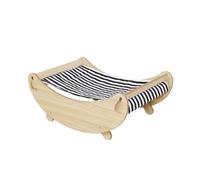 GIBZ Wooden Cradle Cat Bed Hammock Pet Elevated Dog Couch Suitable for Bunny Rabbit Kitten and Small Animal Black 50x34x20cm